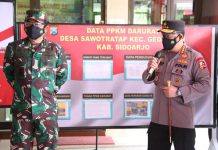 Panglima TNI Bersama Kapolri Tinjau Posko PPKM Darurat Desa Sawotratap Sidoarjo