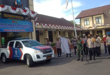 Kapolres Kediri Kota Bersama Dandim 0809 Kediri Berangkatkan Bansos rangka PPKM Darurat TNI – Polri