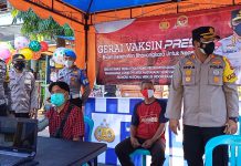Kapolres Pamekasan Pantau Giat vaksin presisi mobile Di Pasar Tradisional