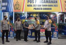 Kapolresta Sidoarjo Cek Pos Pam dan Pos Yan Ops Lilin Semeru 2021