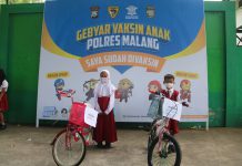 Lagi-Lagi Beruntung Dapatkan Sepeda, Polres Malang Terus Adakan Gebyar Vaksinasi Presisi Anak 6-11 Tahun