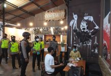 Patroli KRYD Ditsamapta Polda Jatim Sasar Prokes Dibeberapa Cafe dan Warkop di Surabaya