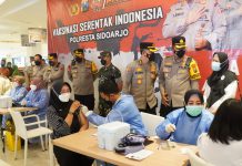 Irwasda Polda Jatim Ikuti Zoom Meeting Vaksinasi Serentak di Sidoarjo
