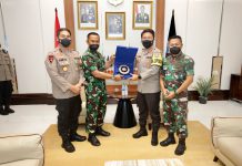 Tingkatkan Sinergitas TNI Polri, Kapolda Jatim sambut Kunjungan Kehormatan Dankodiklatal