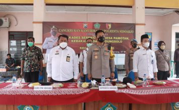 Cangkrukan Kamtibmas di Desa Pamotan, Kapolresta Sidoarjo Ingatkan Pelanggaran Pilkades