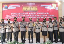 Mengukuhkan Pejabat Baru, Kapolres Pasuruan Pimpin Upacara Sertijab Kapolsek Jajaran Polres Pasuruan