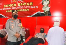 Sambut HUT ke-74, Polwan Sidoarjo Donorkan Darah
