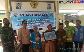 BLT-DD Triwulan Ketiga Desa Tanjungarum Sukorejo Dibagikan