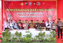 Polres Nganjuk Musnahkan Barang Bukti Sitaan Narkoba, Miras dan Knalpot Brong