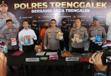 Polres Trenggalek Tetapkan Tiga Orang Tersangka Komplotan Pencuri Spesialis Toko Swalayan