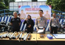 Polres Kediri Kota Amankan Puluhan Motor Knalpot Brong Diduga Untuk Balap Liar