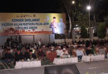 Jelang Pemilu 2024 Polres Gresik Gelar Sholawatan Bersama Tim Hadrah Aulian Musthofa Polda Jatim