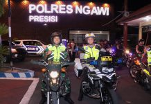 Sinergitas Polres Ngawi Laksanakan Patroli Bersama TNI Amankan Pilkades Serentak