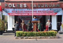 Jelang Pengamanan Pemilu 2024, Polres Pasuruan Melaksanakan Apel Gelar Pasukan Dan Deklarasi Damai Operasi Mantap Brata Semeru 2023-2024