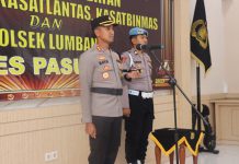 Pergantian Pejabat Baru, Kapolres Pasuruan Pimpin Upacara Sertijab PJU dan Kapolsek