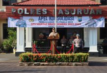 Pasca Pemilu 2024, Kapolres Pasuruan Pimpin Apel Konsolidasi PAM TPS