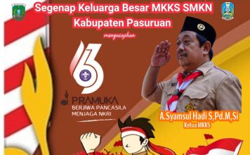 Keluarga Besar MKKS SMKN Kabupaten Pasuruan Mengucapkan Selamat memperingati Hari Pramuka Ke-63