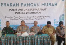 Polres Pasuruan Gelar Gerakan Pangan Murah, Sediakan 2 Ton Beras Warga Sukorejo Dan Tosari