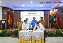 PENANDATANGANAN PEMBAHARUAN PERJANJIAN HIBAH ASET ANTARA PERUSAHAAN UMUM DAERAH AIR MINUM TIRTA KERTA RAHARJA KABUPATEN TANGERANG DENGAN PERUSAHAAN UMUM DAERAH TIRTA BENTENG KOTA TANGERANG