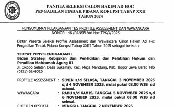 MA Gelar Profile Assement Calon Hakim Ad Hoc Tipikor 2025