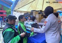 Ribuan Driver Ojol Deklarasi Kamtibmas “Jogo Jatim” di Stadion Gajayana Polresta Malang Kota Berbagi Beras dan Helm Gratis