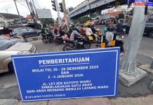 Cegah Lawan Arus,One Way Jalan Letjen Sutoyo Waru Sidoarjo Mulai Diberlakukan