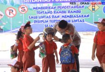 Tanamkan Kesadaran Tertib Lalu Lintas Sejak Dini, Satlantas Polres Madiun Gelar Polisi Sahabat Anak